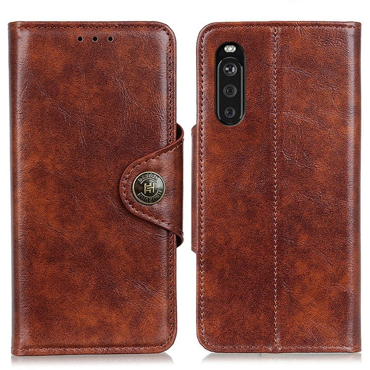Wallet Leather Stand Shell Cover for Sony Xperia 10 III 5G - Brown