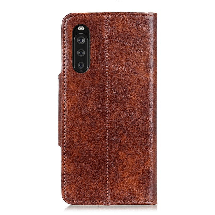 Wallet Leather Stand Shell Cover for Sony Xperia 10 III 5G - Brown
