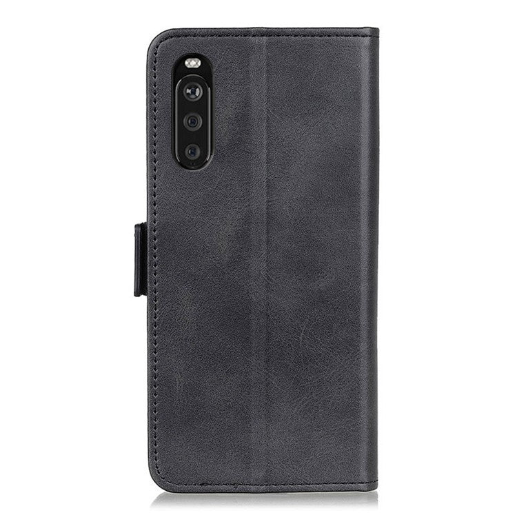 Magnetic Double Clasp Leather Wallet Case Cover for Sony Xperia 10 III 5G - Black