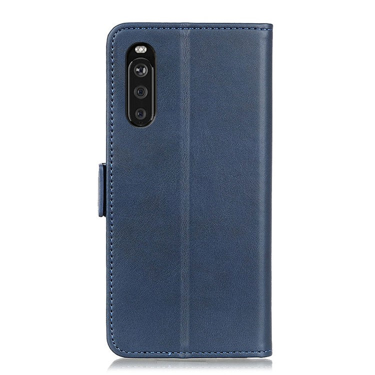 Magnetic Double Clasp Leather Wallet Case Cover for Sony Xperia 10 III 5G - Blue