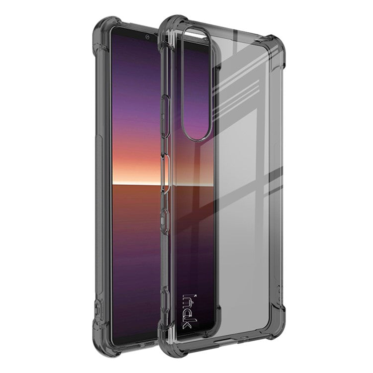 IMAK Well-Protected TPU Soft Case + Ultra Clear Screen Protector for Sony Xperia 1 III 5G - Transparent Black