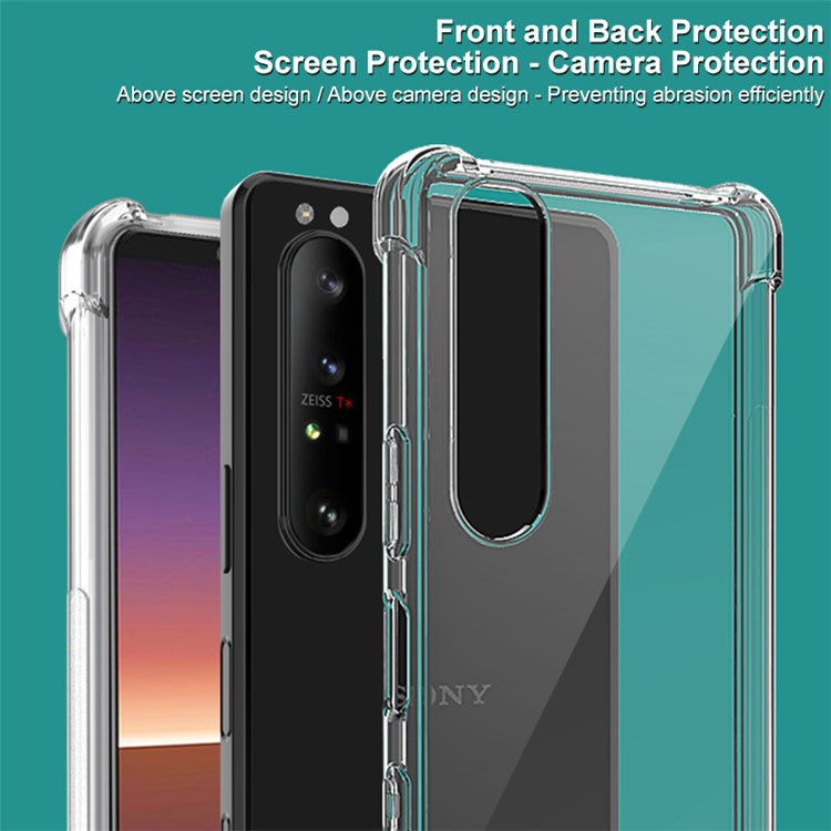 IMAK Well-Protected TPU Soft Case + Ultra Clear Screen Protector for Sony Xperia 1 III 5G - Transparent Black