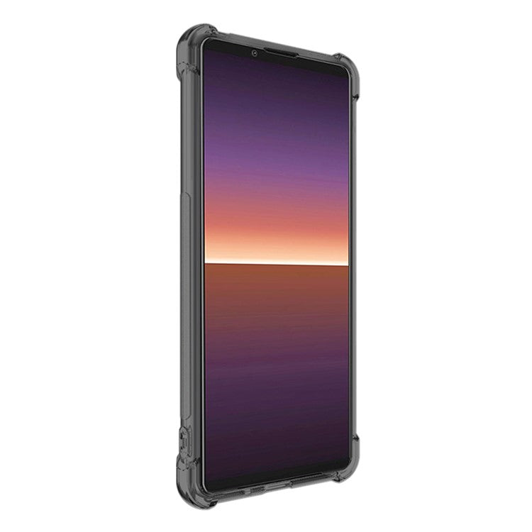 IMAK Well-Protected TPU Soft Case + Ultra Clear Screen Protector for Sony Xperia 1 III 5G - Transparent Black