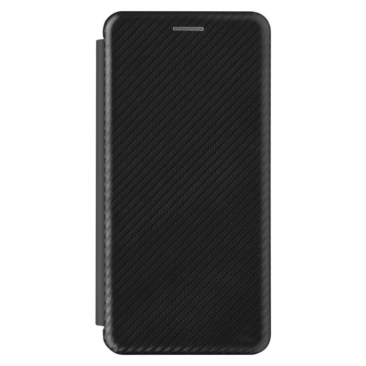 Auto-absorbed Anti-scratch Carbon Fiber Texture Cell Phone Stand Cover for Sony Xperia 10 III 5G Leather Case - Black
