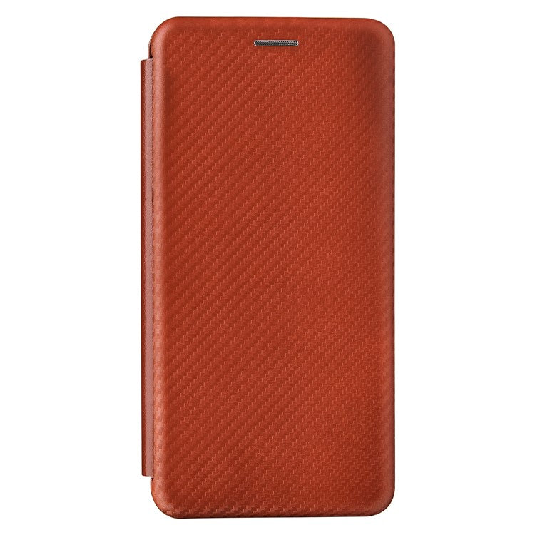 Auto-absorbed Anti-scratch Carbon Fiber Texture Cell Phone Stand Cover for Sony Xperia 10 III 5G Leather Case - Orange
