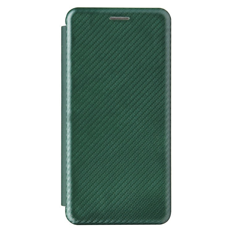 Auto-absorbed Anti-scratch Carbon Fiber Texture Cell Phone Stand Cover for Sony Xperia 10 III 5G Leather Case - Green