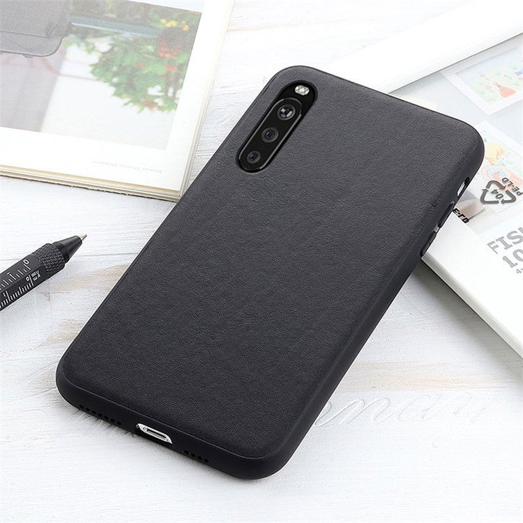 Genuine Leather + PC Phone Back Cover Case Protector for Sony Xperia 10 III 5G - Black