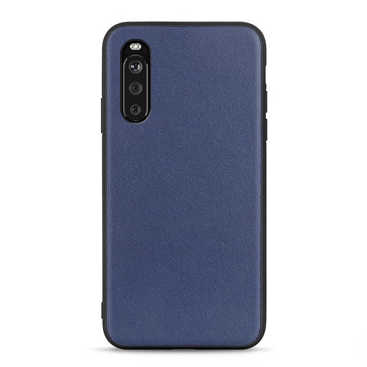 Genuine Leather + PC Phone Back Cover Case Protector for Sony Xperia 10 III 5G - Blue