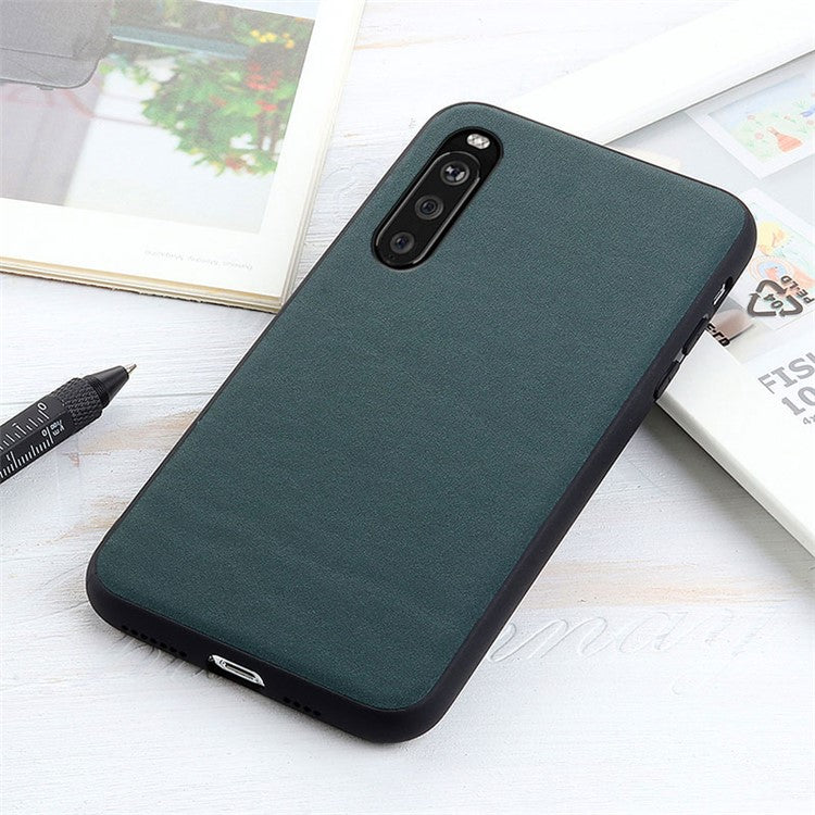 Genuine Leather + PC Phone Back Cover Case Protector for Sony Xperia 10 III 5G - Green