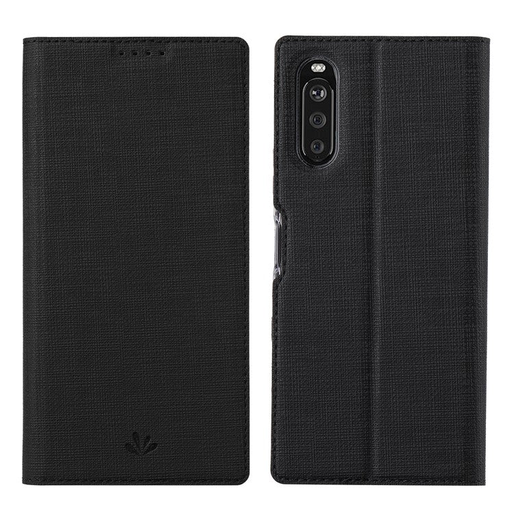 VILI DMX Series Full Coverage Protection Leather Stand Case with Card Holder for Sony Xperia 10 III 5G - Black