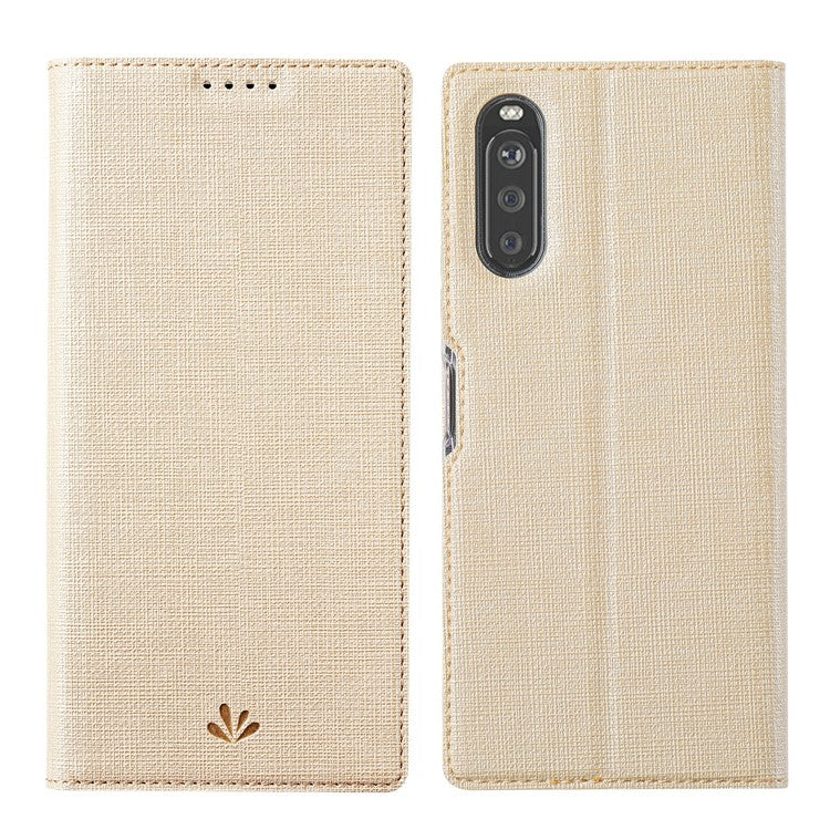 VILI DMX Series Full Coverage Protection Leather Stand Case with Card Holder for Sony Xperia 10 III 5G - Gold