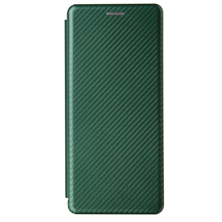 Carbon Fiber Texture Auto-absorbed Cell Phone Stand Cover for Sony Xperia 1 III 5G Leather Case - Green
