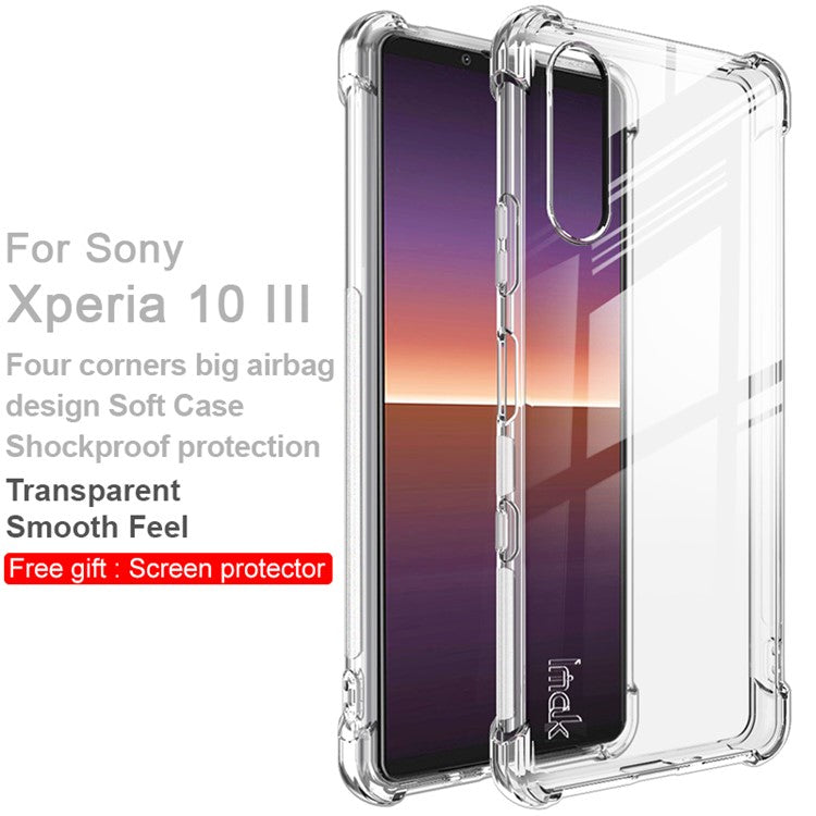 IMAK Flexible TPU Case with High Transparency Well-Protected Screen Protector for Sony Xperia 10 III 5G - Transparent