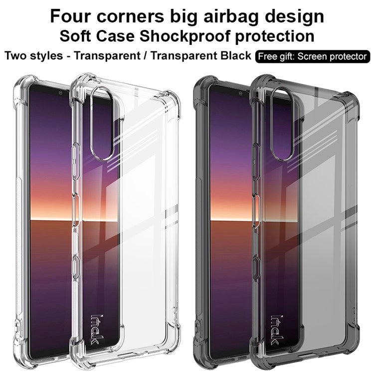 IMAK Flexible TPU Case with High Transparency Well-Protected Screen Protector for Sony Xperia 10 III 5G - Transparent
