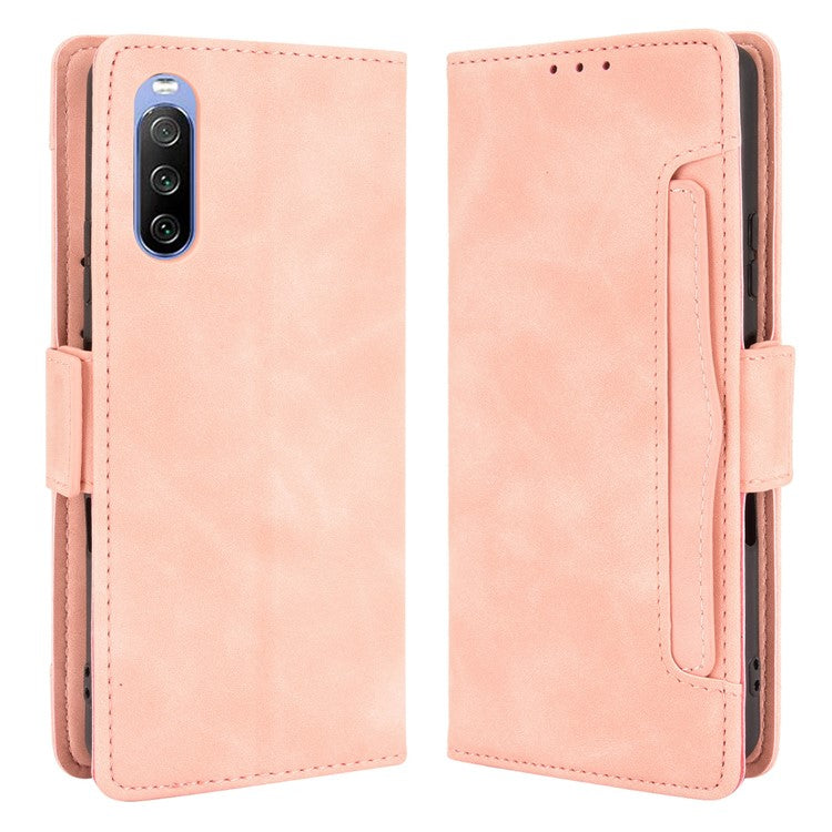 Wallet Design Multiple Card Slots Stand Leather Phone Case for Sony Xperia 10 III 5G / Xperia 10 III Lite - Pink