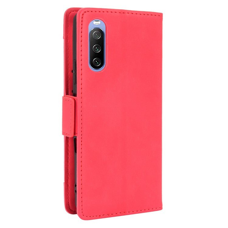Wallet Design Multiple Card Slots Stand Leather Phone Case for Sony Xperia 10 III 5G / Xperia 10 III Lite - Red