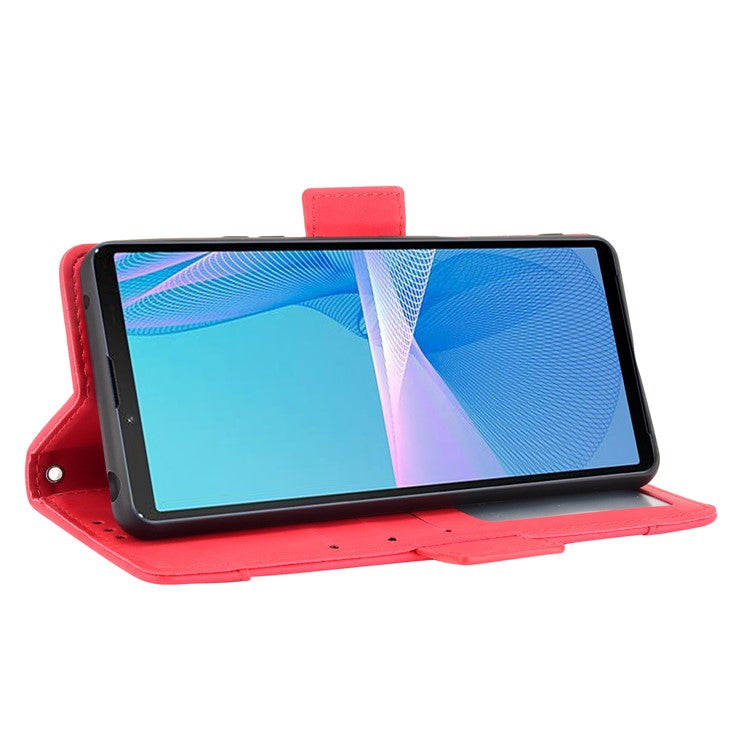 Wallet Design Multiple Card Slots Stand Leather Phone Case for Sony Xperia 10 III 5G / Xperia 10 III Lite - Red