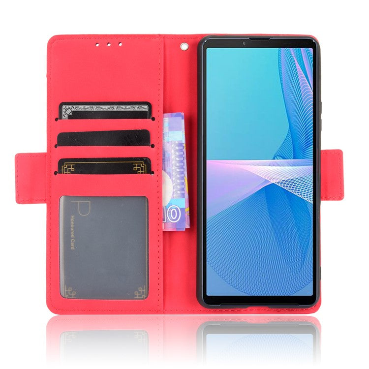Wallet Design Multiple Card Slots Stand Leather Phone Case for Sony Xperia 10 III 5G / Xperia 10 III Lite - Red