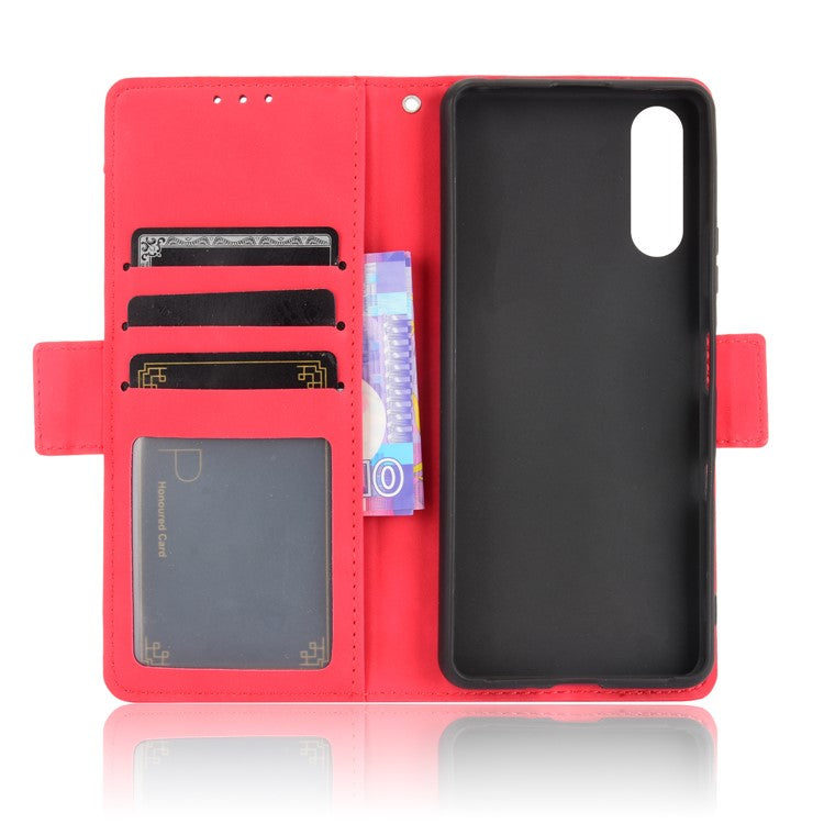 Wallet Design Multiple Card Slots Stand Leather Phone Case for Sony Xperia 10 III 5G / Xperia 10 III Lite - Red