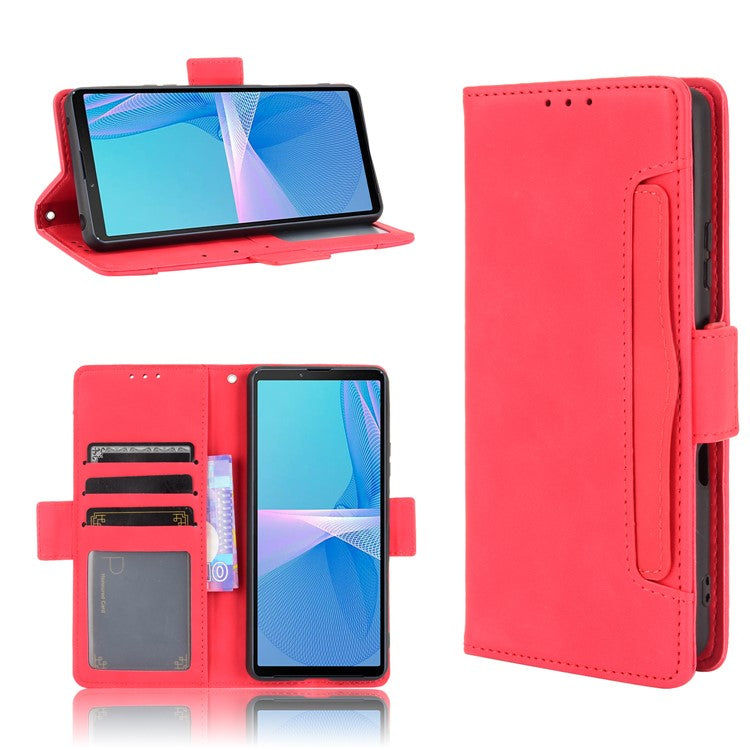 Wallet Design Multiple Card Slots Stand Leather Phone Case for Sony Xperia 10 III 5G / Xperia 10 III Lite - Red