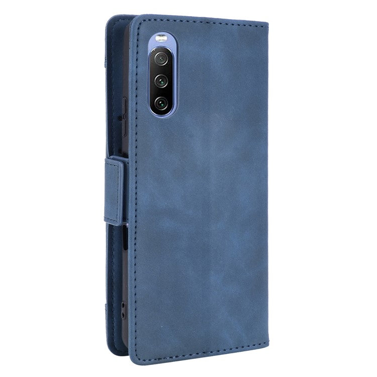 Wallet Design Multiple Card Slots Stand Leather Phone Case for Sony Xperia 10 III 5G / Xperia 10 III Lite - Blue
