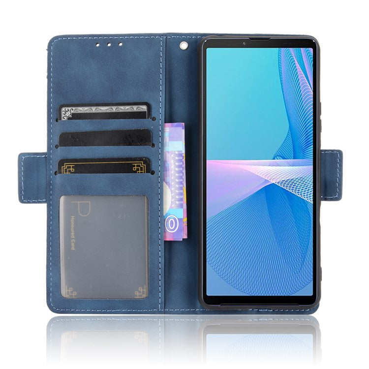 Wallet Design Multiple Card Slots Stand Leather Phone Case for Sony Xperia 10 III 5G / Xperia 10 III Lite - Blue