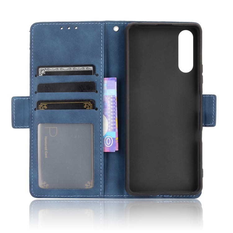 Wallet Design Multiple Card Slots Stand Leather Phone Case for Sony Xperia 10 III 5G / Xperia 10 III Lite - Blue