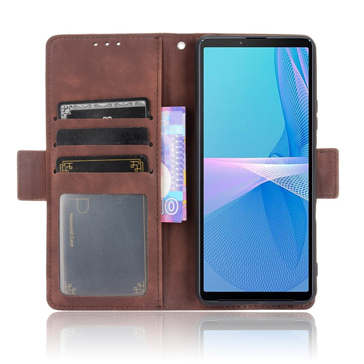 Wallet Design Multiple Card Slots Stand Leather Phone Case for Sony Xperia 10 III 5G / Xperia 10 III Lite - Brown