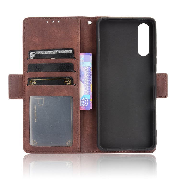 Wallet Design Multiple Card Slots Stand Leather Phone Case for Sony Xperia 10 III 5G / Xperia 10 III Lite - Brown