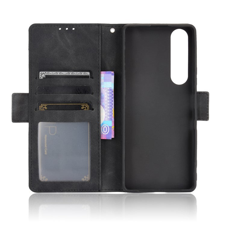 Multiple Card Slots Wallet Stand Leather Phone Case for Sony Xperia 1 III 5G - Black