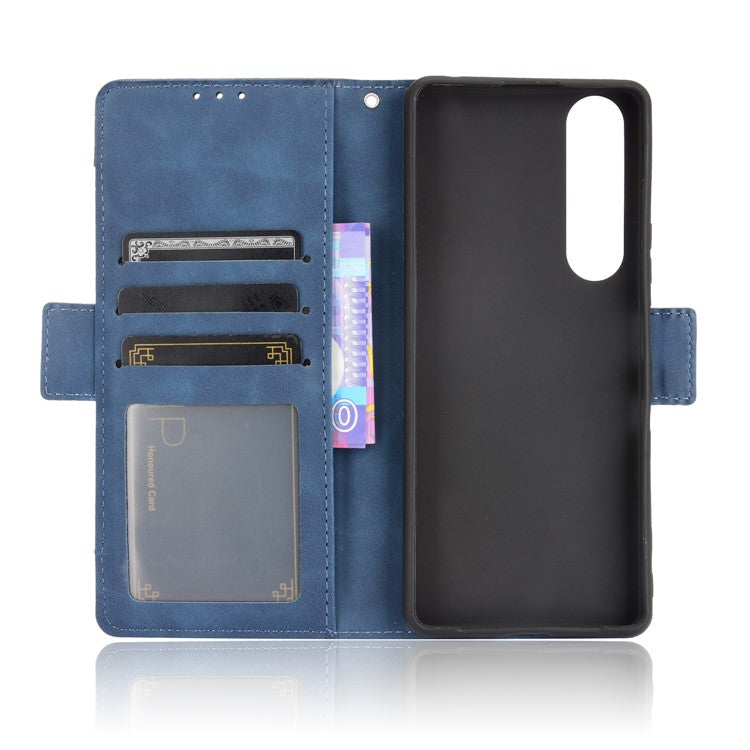 Multiple Card Slots Wallet Stand Leather Phone Case for Sony Xperia 1 III 5G - Blue