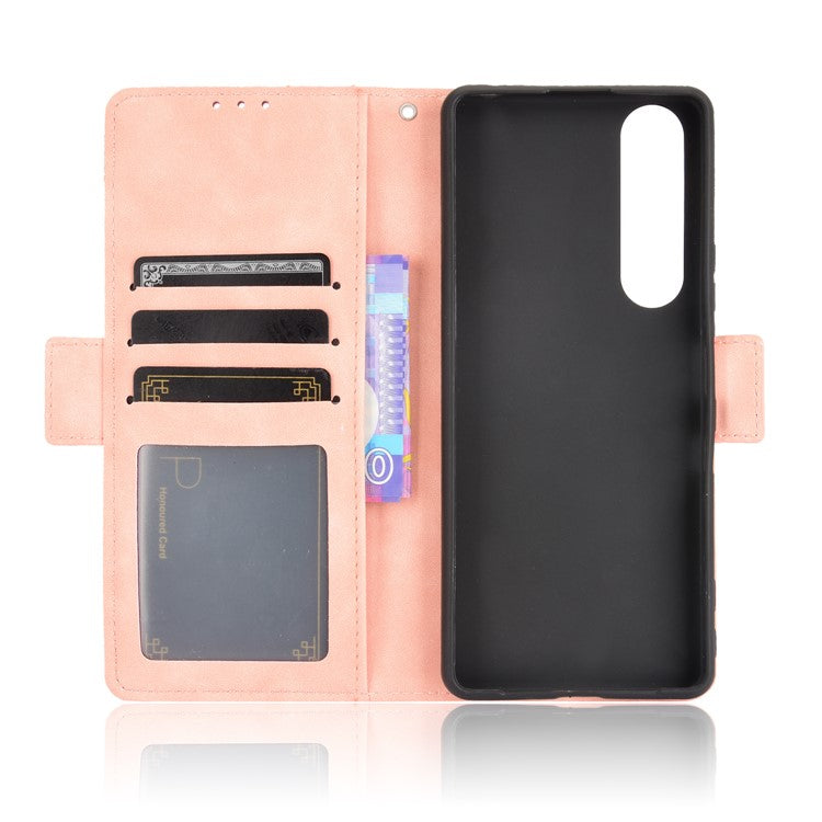 Multiple Card Slots Wallet Stand Leather Phone Case for Sony Xperia 1 III 5G - Pink