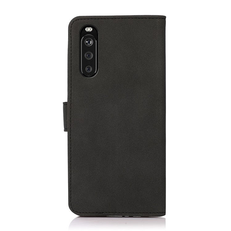 KHAZNEH Wallet Design Leather Cell Phone Back Cover Case Stand Shell for Sony Xperia 10 III 5G - Black