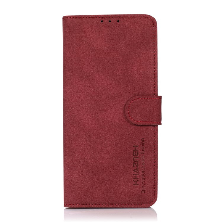 KHAZNEH Wallet Design Leather Cell Phone Back Cover Case Stand Shell for Sony Xperia 10 III 5G - Red
