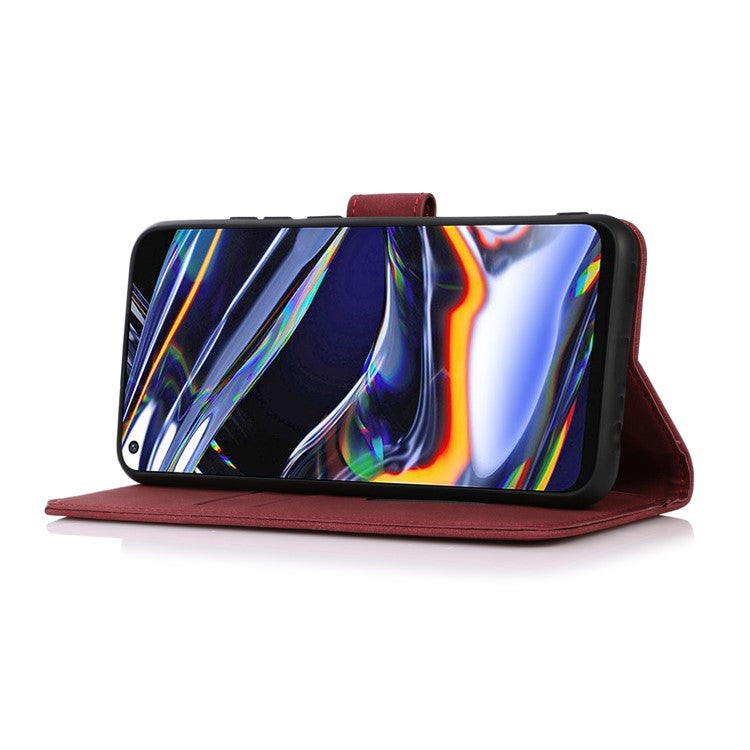 KHAZNEH Wallet Design Leather Cell Phone Back Cover Case Stand Shell for Sony Xperia 10 III 5G - Red