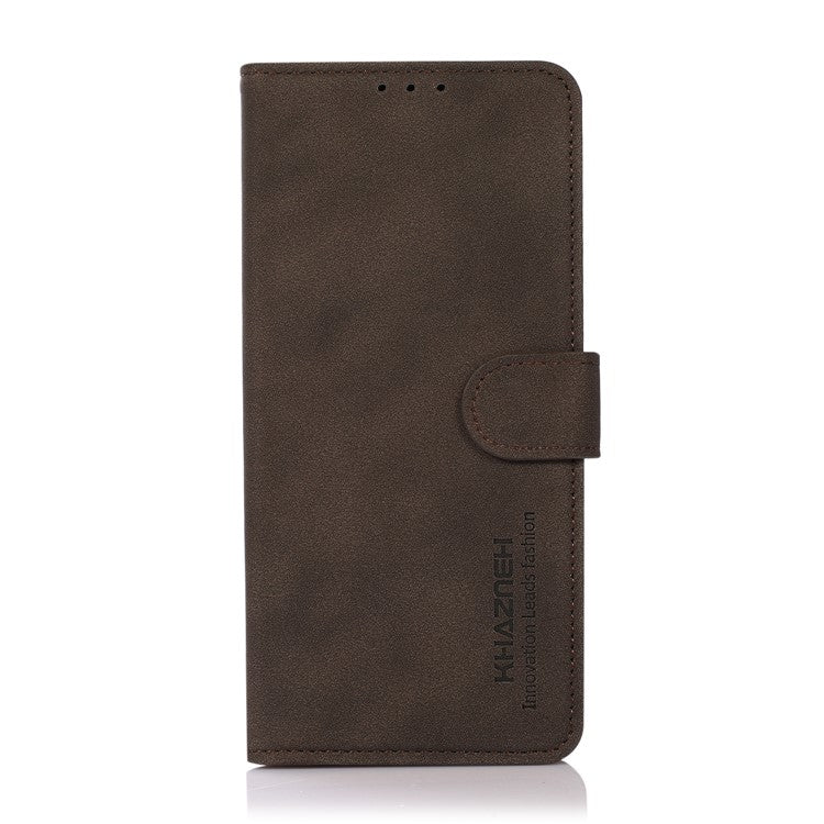 KHAZNEH Wallet Design Leather Cell Phone Back Cover Case Stand Shell for Sony Xperia 10 III 5G - Brown