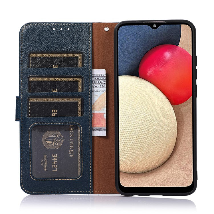 KHAZNEH Litchi Skin RFID Blocking Anti-theft Swiping Function Leather Phone Shell Case for Sony Xperia 10 III 5G / Xperia 10 III Lite - Blue