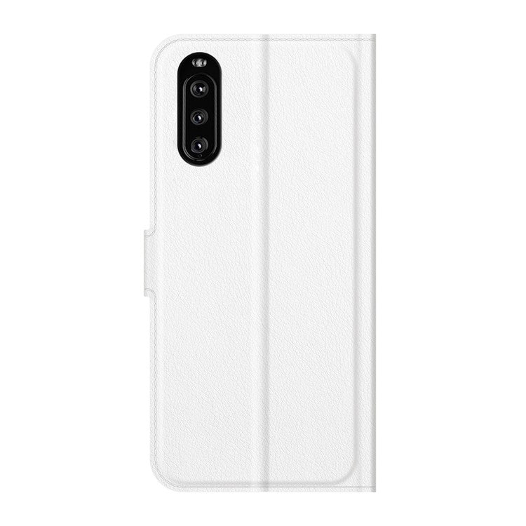 Litchi Skin Wallet Stand Leather Protection Case for Sony Xperia 10 III 5G / Xperia 10 III Lite - White