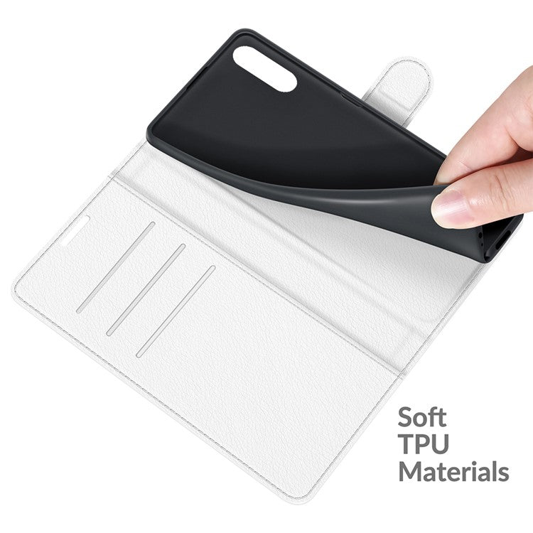 Litchi Skin Wallet Stand Leather Protection Case for Sony Xperia 10 III 5G / Xperia 10 III Lite - White