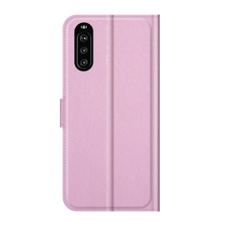 Litchi Skin Wallet Stand Leather Protection Case for Sony Xperia 10 III 5G / Xperia 10 III Lite - Pink