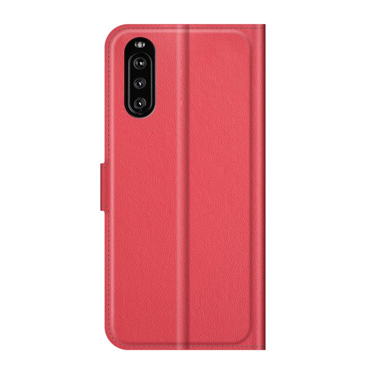 Litchi Skin Wallet Stand Leather Protection Case for Sony Xperia 10 III 5G / Xperia 10 III Lite - Red