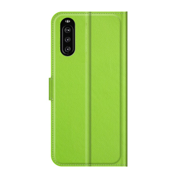Litchi Skin Wallet Stand Leather Protection Case for Sony Xperia 10 III 5G / Xperia 10 III Lite - Green