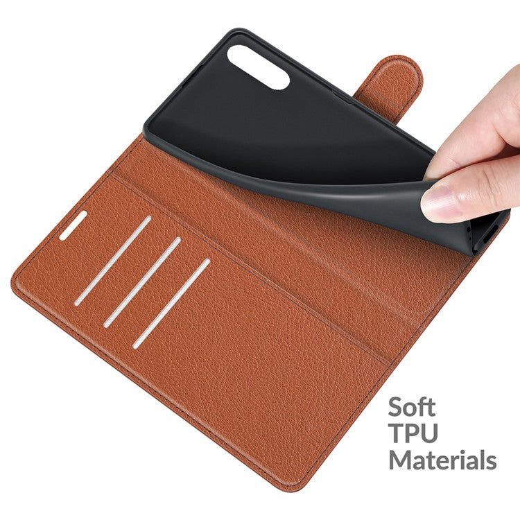 Litchi Skin Wallet Stand Leather Protection Case for Sony Xperia 10 III 5G / Xperia 10 III Lite - Brown