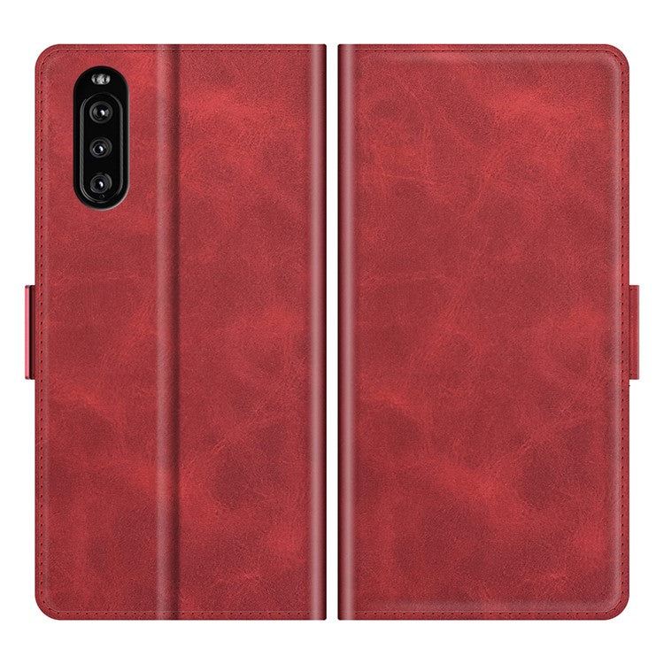 Magnetic Double Clasp PU Leather Wallet Stand Case Shell for Sony Xperia 10 III 5G / Xperia 10 III Lite - Red