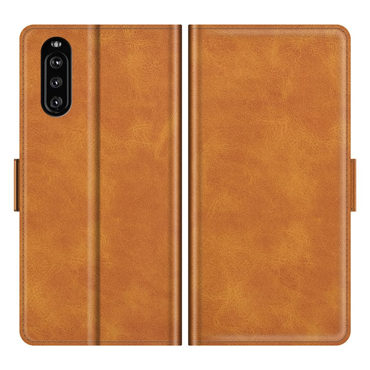 Magnetic Double Clasp PU Leather Wallet Stand Case Shell for Sony Xperia 10 III 5G / Xperia 10 III Lite - Brown
