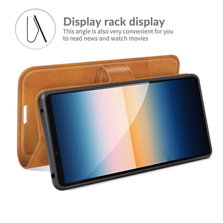 Magnetic Clasp Leather Wallet Standing Protective Case Cover for Sony Xperia 10 III 5G - Orange