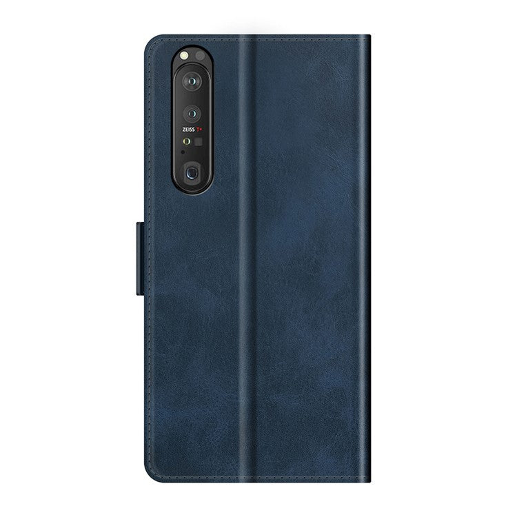 Magnetic Double Clasp PU Leather Wallet Stand Case Flip Cover for Sony Xperia 1 III 5G - Blue