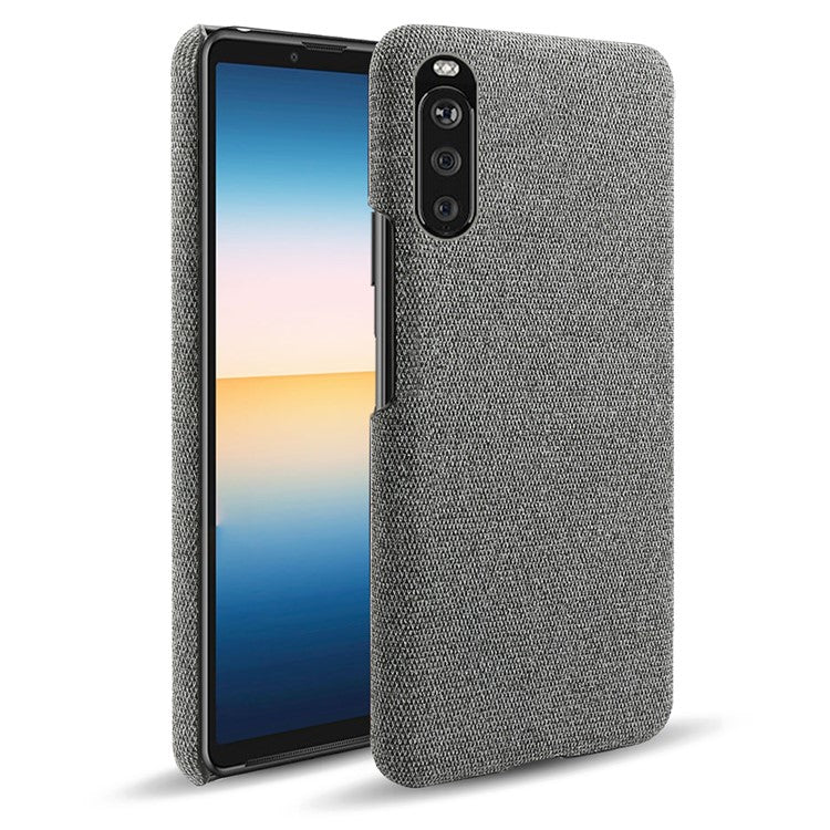 Cloth Texture Plastic Back Case for Sony Xperia 10 III 5G - Dark Grey