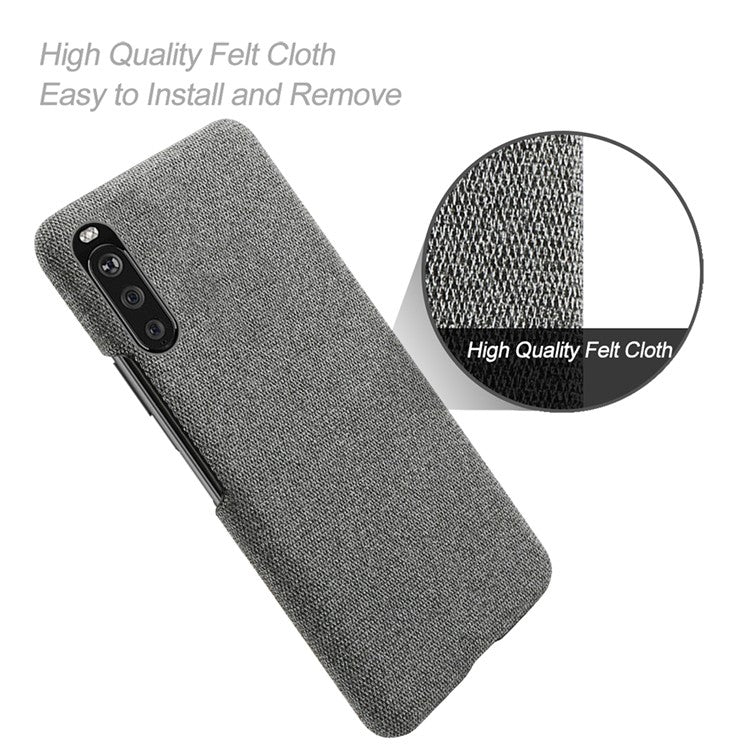 Cloth Texture Plastic Back Case for Sony Xperia 10 III 5G - Dark Grey