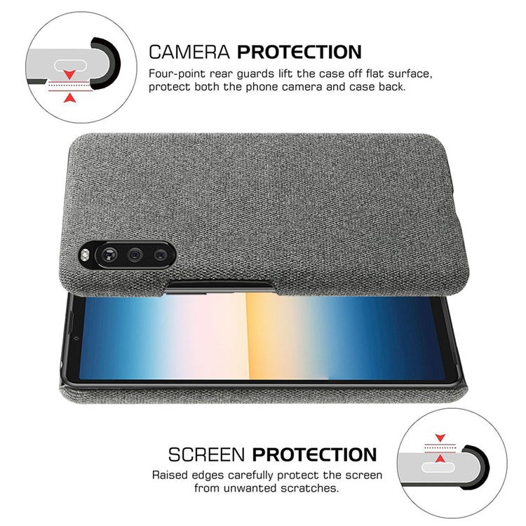 Cloth Texture Plastic Back Case for Sony Xperia 10 III 5G - Dark Grey